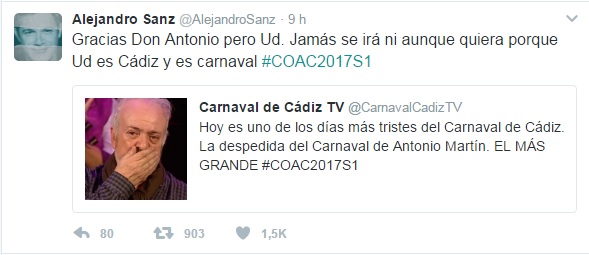Alejandro Sanz y Manuel Carrasco también rinden homenaje a Antonio Martín