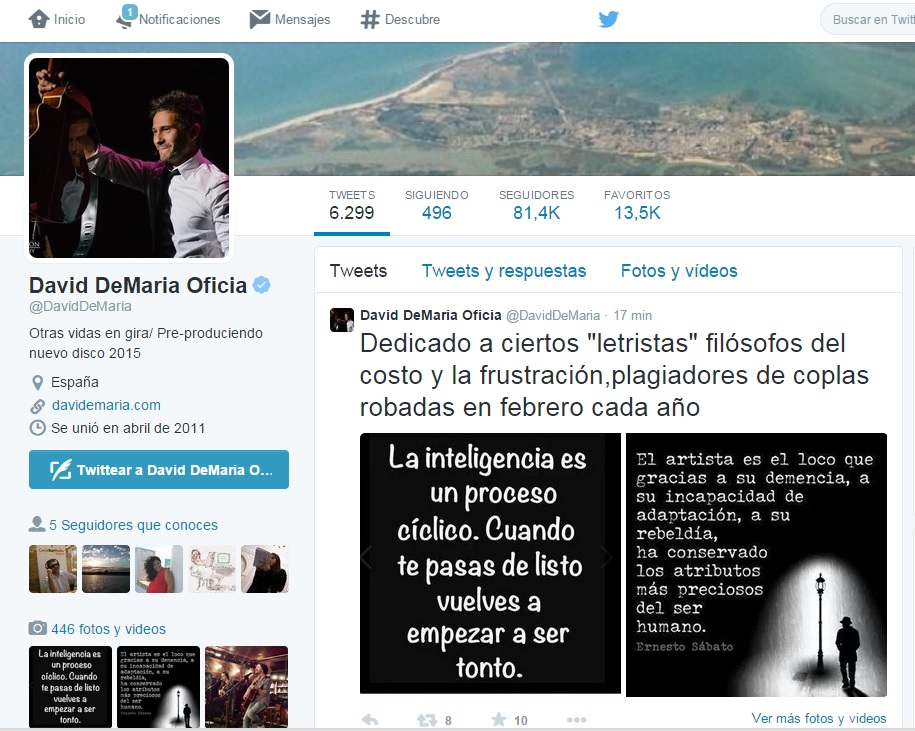 David de María acusa a algunos autores de Carnaval de "plagiadores de coplas"