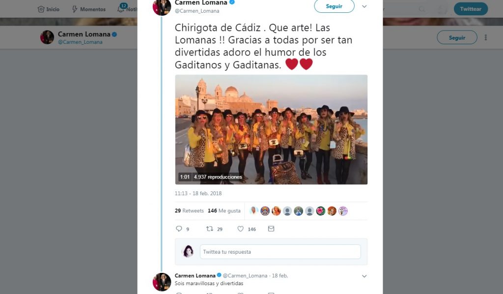 Carmen Lomana y el carnaval de Cádiz Chirigota callejera Las Lomanas