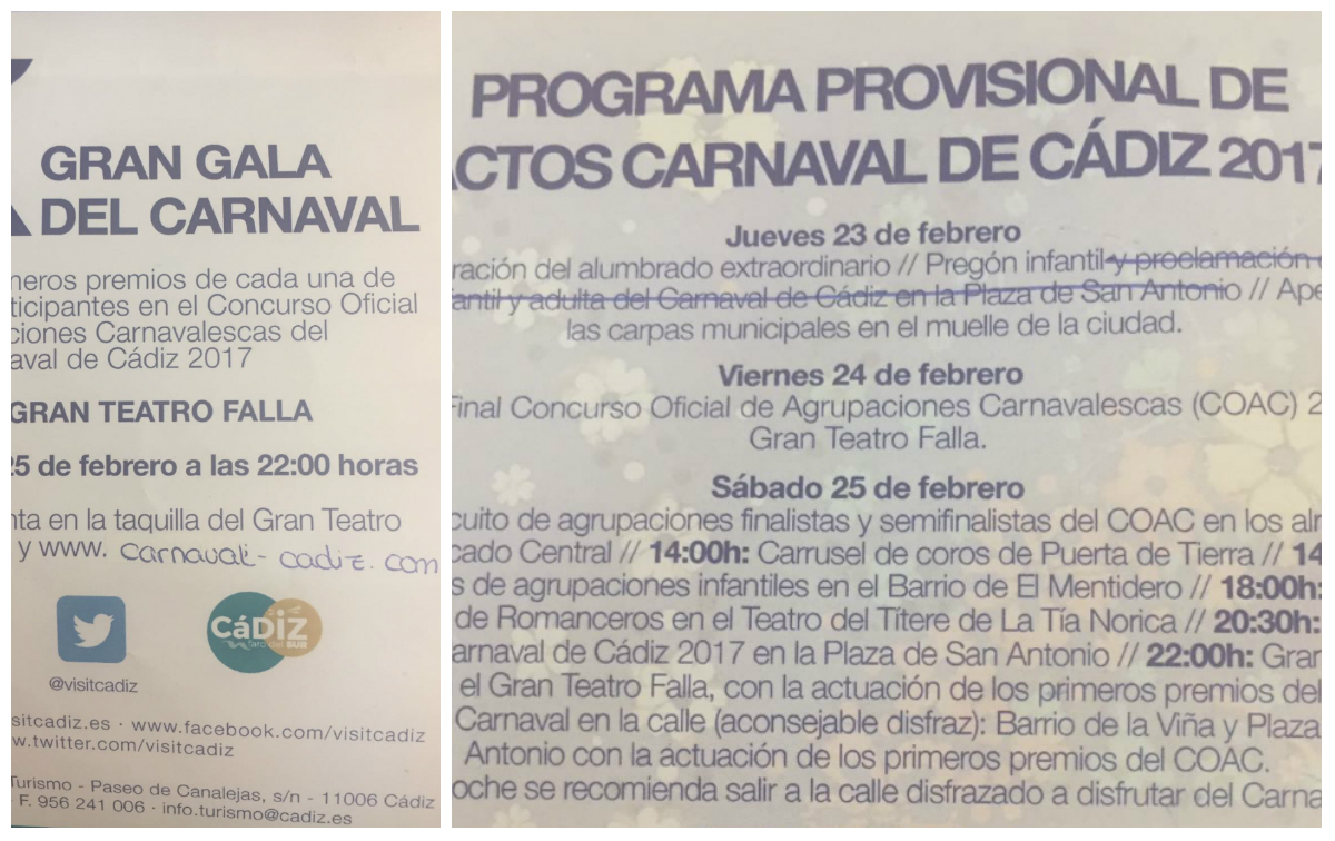 Un Carnaval sin programa oficial y con folletos tachados a mano